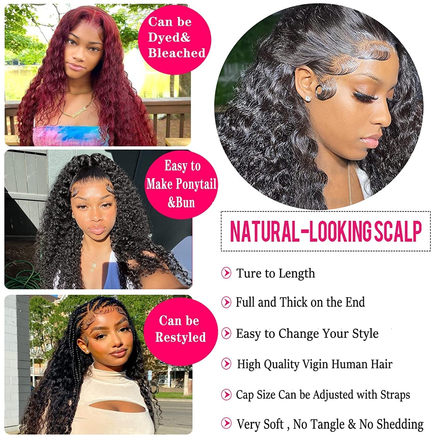 13X4 Lace Front Wigs HD Lace Wig Water Wave Long Curly Wig Glueless Pre Plucked with Baby Hair 24Inch