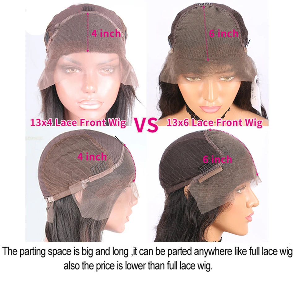 13X6 HD Lace Frontal Human Hair Wigs Brazilian Straight Human Hair Wig Jet Black 40 Inch Long Straight Lace Front Human Hair Wig