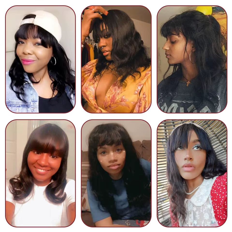 Human Hair Wigs for Women Bob Wig with Bangs Pink Colored Human Hair Wigs Blonde Brazilian Hair Wigs Body Wave Short Wigs