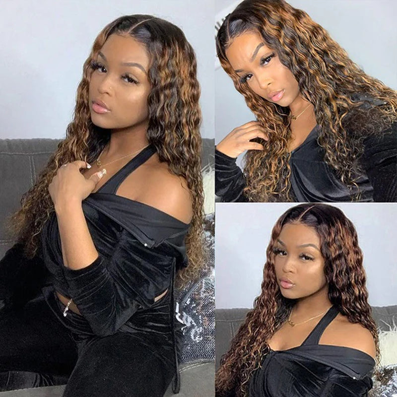 4 27 Highlight Wig Human Hair Kinky Curly Wig 13X4 Pre Plucked Lace Front Human Hair Wigs