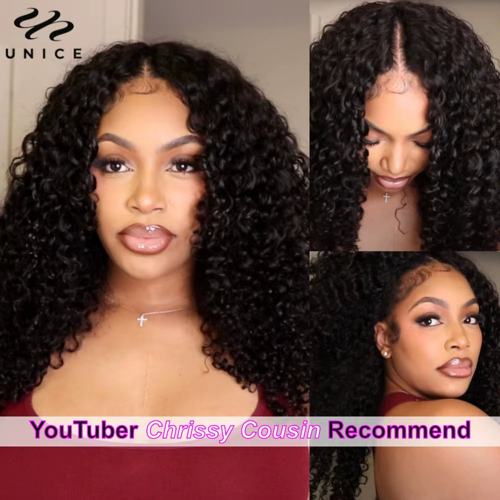 Hair Jerry Curly V Part Wig Human Hair Upgrade U Part Wig Easicontour Minimal Leave-Out Super Natural 100% Human Hair Wig