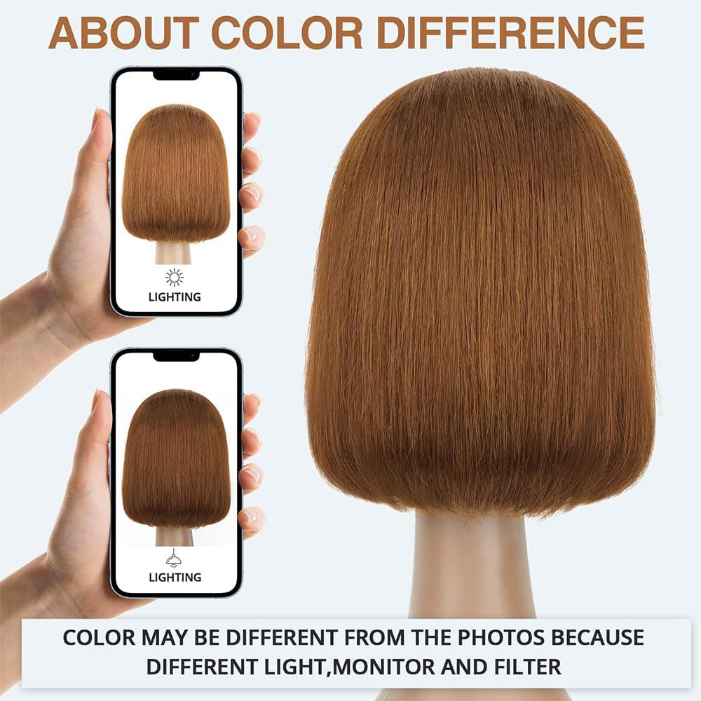 Bob Wig Human Hair 4X4 Lace Closure Wigs 180% Density Brazilian Virgin Human Hair Straight Bob Lace Front Wigs for Women Pre Plucked with Baby Hair Chocolate Color 14 Inch